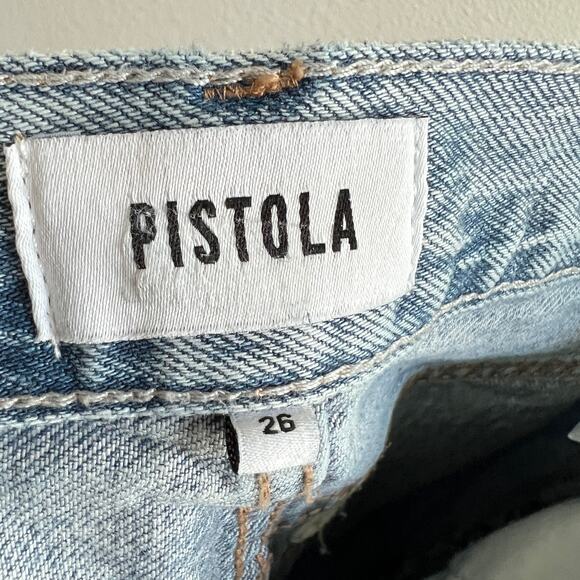 Pistola Charlie High Rise Straight Distressed Jeans Women's 26 Light Wash Cotton - Picture 7 of 9